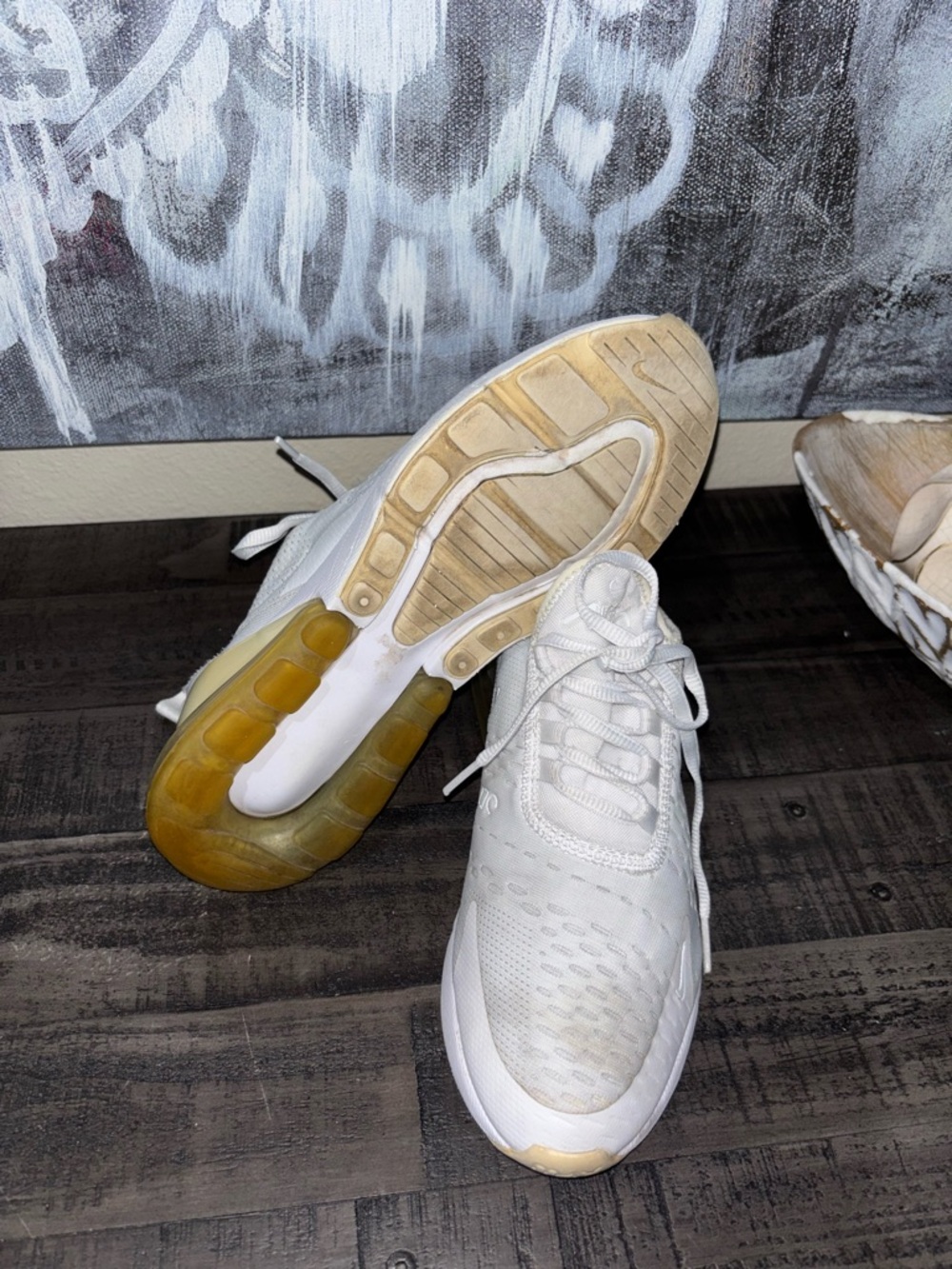 Nike Air Max 270 Triple White Metallic Silver Size 6Y - Picture 8 of 14